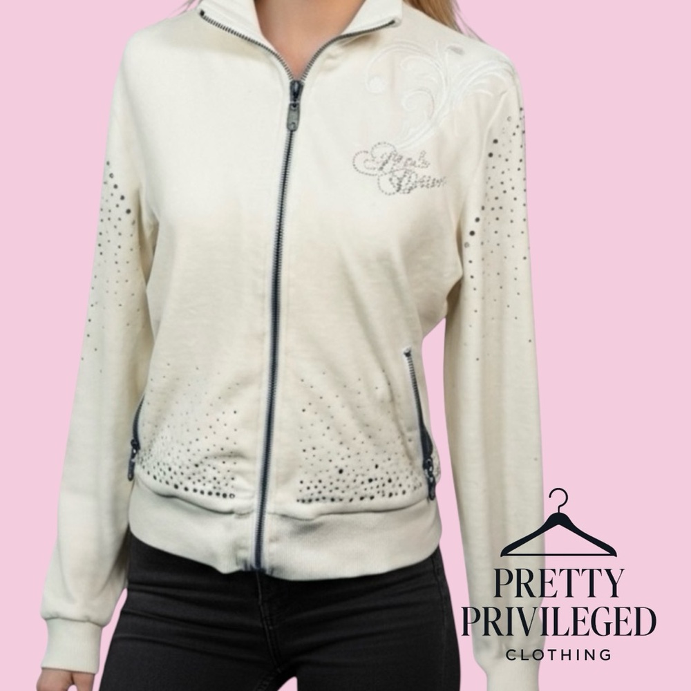 Apple‎ Bottoms y2k Cream/white Bomber Jacket with Embellishments